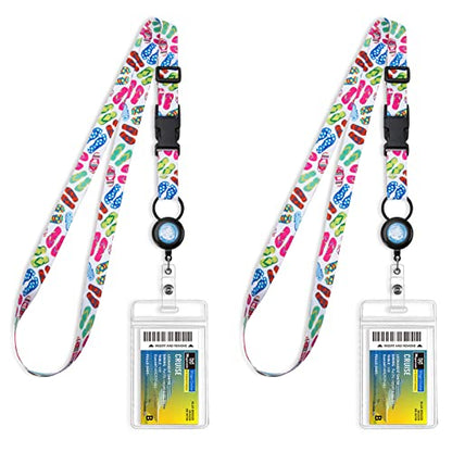 MNGARISTA Retractable Cruise Lanyard for Ship Cards, Waterproof Lanyards for Cruise Ship Cards with ID Holder, 2 Pack, Slippers - color: Slippers