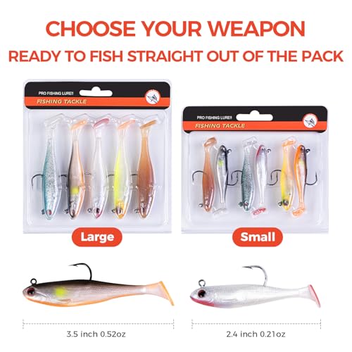 5/6Pcs Easy Catch Pre-Rigged Soft Lures,Baits for Bass Fishing - Jig Heads Soft Plastic Walleye Lures, Fishing Bait for Saltwater & Freshwater - color: 3.5",0.42oz,White