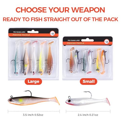 5/6Pcs Easy Catch Pre-Rigged Soft Lures,Baits for Bass Fishing - Jig Heads Soft Plastic Walleye Lures, Fishing Bait for Saltwater & Freshwater - color: 3.5",0.42oz,White