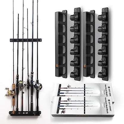 OJYDOIIIY Wall Mount Fishing Rod Holders,Vertical Fishing Pole Storage Rack for Garage 2 Packs - color: 2 Packs, 12 Rods