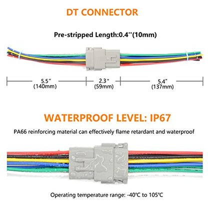 4 Set 8 Pin DT Connector Waterproof Automotive Electrical Butt Connector 16 AWG Wire Connectors Kit with Waterproof Heat Shrink Tubing for Car Truck Boat, 4 Kits (E- 8Pin Wiring 4Pair)… - size: DT Connector 4 Sets 8 Pin