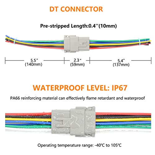 4 Set 12 Pin DT Connector Waterproof Automotive Electrical Butt Connector 16 AWG Wire Connectors Kit with Waterproof Heat Shrink Tubing for Car Truck Boat, 4 Kits (F- 12Pin Wiring 4Pair)… - size: DT Connector 4 Sets 12 Pin