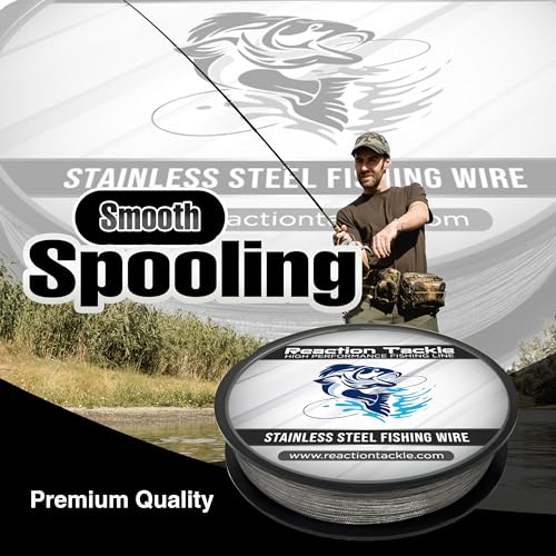 Reaction Tackle Stainless Steel Trolling Line - 30 Lb Marine Grade Single Strand Wire for Deep Trolling, Diving Disks and Toothy Saltwater and Freshwater Fish - size: 30 Lb / 1000 Foot