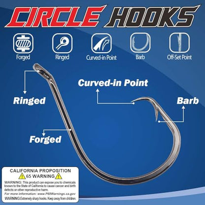 XFISHMAN Circle-Hooks-Fishing-Equipment-Octopus-Hooks-Saltwater-50 Pack #1 –12/0 - color: Black, size: 12/0 50-Pack