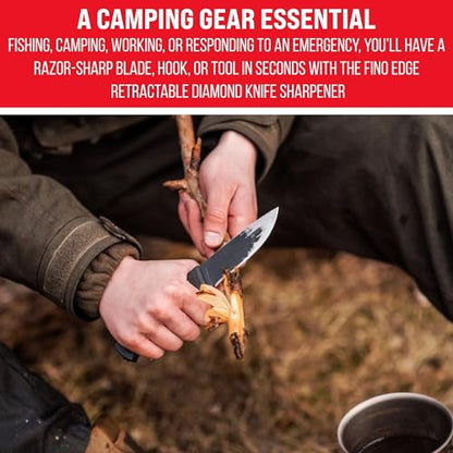Serrated Knife Sharpener Rod - Retractable Diamond Sharpening Rod - Ultra Portable Diamond Knife Sharpener Rod - Mini Pocket Sharpener for Outdoor Hunting Fishing (FE-RDSR) - size: Standard