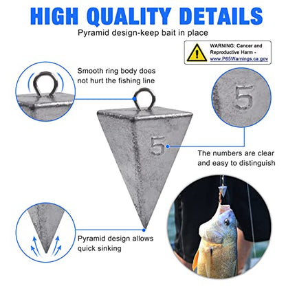 Pyramid Sinkers Fishing Weights Sinkers Saltwater Surf Fishing Weights Pyramid Weights Ocean Saltwater Fishing Gear Tackle 1oz 2oz 3oz 4oz 5oz 6oz 8oz - style: 4 Ounce, 6 Pack