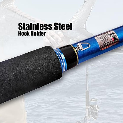 Fiblink 2-Piece Saltwater Spinning Fishing Rod Offshore Graphite Portable Fishing Rod (7 Feet) - style: 6' Heavy