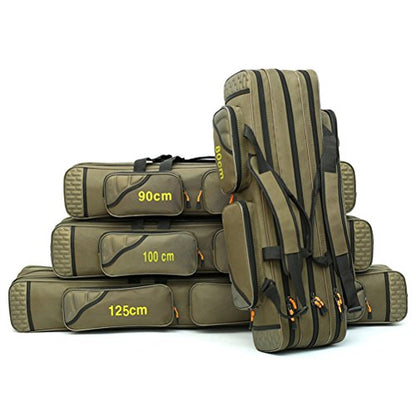 3 Layers Portable Folding Fishing Rod Carrier Reel Case Bags Fish Pole Tools Storage Bag Case Pro Gear Tackle for Shoulders,Handles (3 layers/125cm-49.2inch) - size: 3 layers/125cm-49.2inch