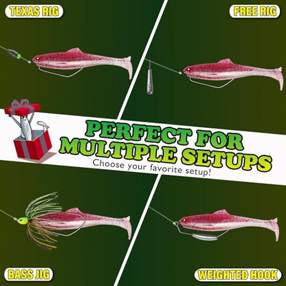LUCKYFISHING Paddle Tail Swimbaits Soft Plastic Swimbaits Soft Baits for Bass Fishing Trout Crappie Walleye Freshwater Saltwater 10/16/20 PCS Soft Plastic Baits 4/3.5/3/2.5 Inch - color: Pink, size: 4 inch-10pcs
