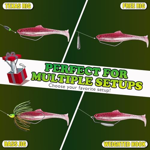 LUCKYFISHING Paddle Tail Swimbaits Soft Plastic Swimbaits Soft Baits for Bass Fishing Trout Crappie Walleye Freshwater Saltwater 10/16/20 PCS Soft Plastic Baits 4/3.5/3/2.5 Inch - color: Pink, size: 3.5 inch-10pcs