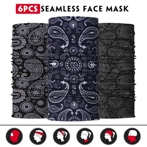 Neck Gaiter for Men Women Headwear Bandana Head Wrap Face Scarf Mask Cover Warmer Balaclava-Seamless & Versatile - color: A-black Paisley