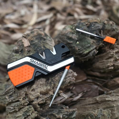 SHARPAL 101N 6-in-1 Pocket Knife Sharpener & Survival Tool | Diamond Sharpening Rod, Fire Starter Ferro Rod, Whistle, Sharpens Straight & Serrated Blades, Repairs & Hones Knives - style: 1-Pack