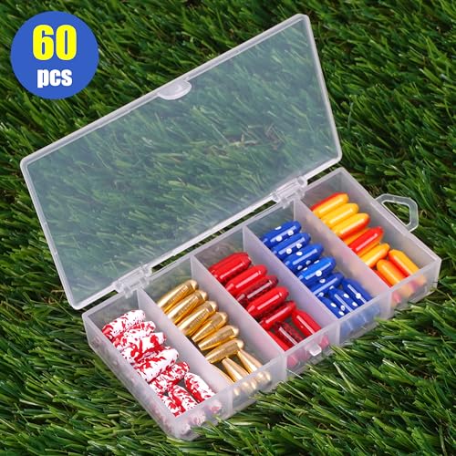 Fishing Spinner Lure Bodies Kit,60PCS Fishing Sinker Weights Brass Painted Spinner Lure Body Brass Beads Bullet Slip Sinker DIY Inline Spinnerbait Making Supplies Parts
