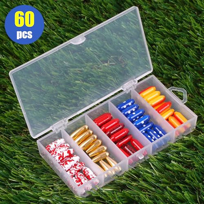 Fishing Spinner Lure Bodies Kit,60PCS Fishing Sinker Weights Brass Painted Spinner Lure Body Brass Beads Bullet Slip Sinker DIY Inline Spinnerbait Making Supplies Parts