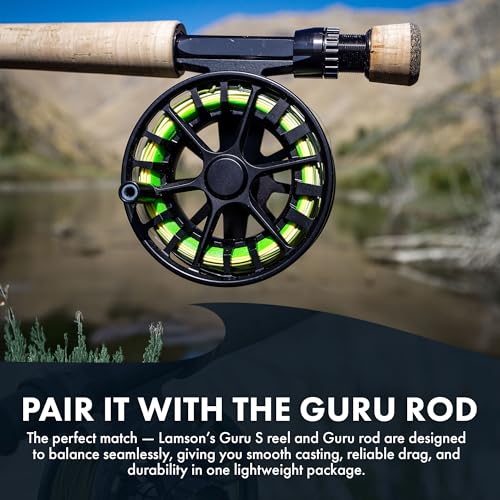 LAMSON | Guru S-Series -3+ Fly Fishing Reel | All-Water | Large Arbor, Fully CNC Machined/Anodized, Lightweight Durability - color: Blackout, size: -3+