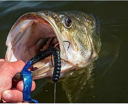Bass Fishing Hooks Kit, 50pcs 2X Strong Offset Ewg Worm Hooks for Bass Fishing Trout Soft Bait Jig Texas Rig Saltwater Freshwater Size 1/0-5/0