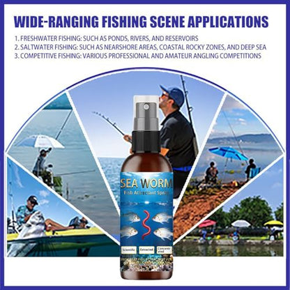 Fish Attractant Spray - 60ml Sea Worm Scent,Fish Bait Enhancer - for Rivers Lakes Streams Reservoirs Nearshore Areas Coastal Rocky Zones Deep Sea Professionals Amateur Angling