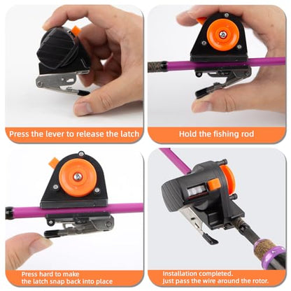 2PC Fishing Line Counter and Fishing Line Spooler Set, Universal Rod Clamp 4 Sizes Silicone-Protected Spooler, 0-999M Depth Gauge Counter,Smooth Winding System for Spinning/Baitcasting Reels