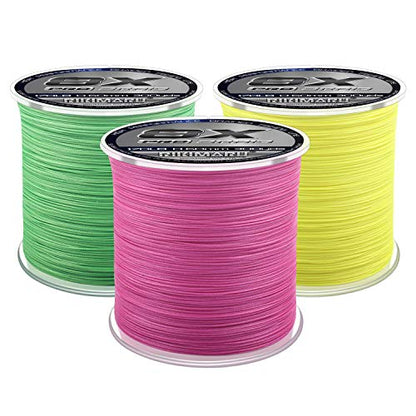 Rikimaru 8X Pro Braid Fishing Line 6LB-170LB, 300yds-1000yds Fluo-Green,Lemon Yellow,Plum Pink - color: Lemon Yellow, size: 40LB(0.30mm)-300Yds