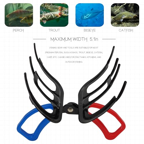 3 Claw Fish Gripper,Fish Claw Gripper, Metal Fish Control Clamp,Multifunctional Three Teeth Fishing Pliers Gripper,Fish Fishing Accessories, Black