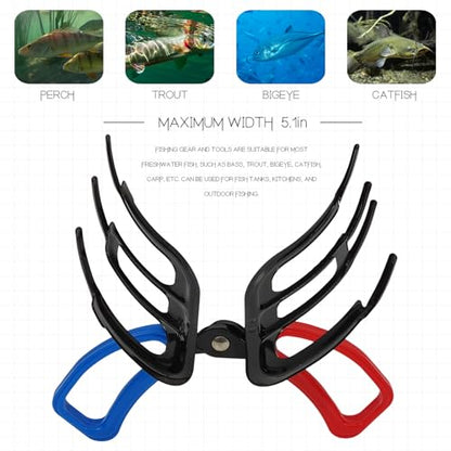 3 Claw Fish Gripper,Fish Claw Gripper, Metal Fish Control Clamp,Multifunctional Three Teeth Fishing Pliers Gripper,Fish Fishing Accessories, Black