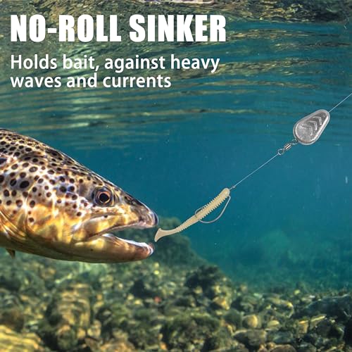 5/10 Pack No Roll Sinker Lead Fishing Weights Catfish Sinkers Coin Disc Weight Snagless Flat Inline Sinker for Catfishing Rig Bank River Surf Fishing Saltwater - color: 4 Ounce - 5 Pack