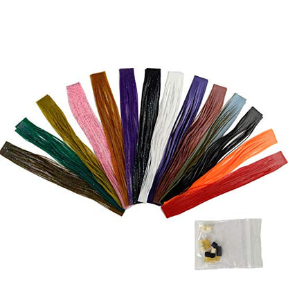 Riverruns Fishing Jig Lures Mixed Colors DIY Silicone Skirts for Jig, Regular Skirt Collars Included Fly Tying Material - color: A: 28pc Classic silicone skirt material combo