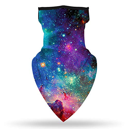 YAYOUREL Neck Gaiter Face Mask Bandanas for Men Women UV Face Scarf Cover Ear Loop Hole Facemask for Fishing Running Cycling - color: Red Green Blue