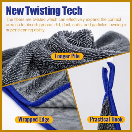 Airlab Microfiber Towels for Cars Wash Drying Extra Large Super Absorbent Cleaning Cloth Auto Detailing Ultra Soft, Lint-Free, Streak-Free, 35 x 24 Inch, Pack of 1, Grey-Blue, 600 GSM - color: Grey-blue