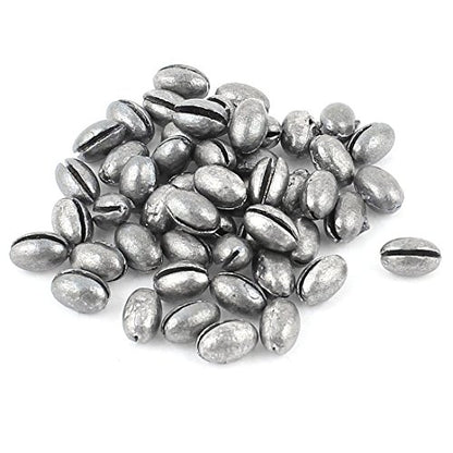 uxcell Egg Lead Fishing Weights Sinkers, 50Pcs 0.4" x 0.2" Line Tackle Fishing Weights Oval Shape Split Shots Sinkers for Saltwater Freshwater Fishing