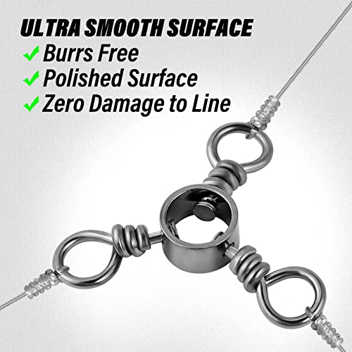 Dr.Fish 50 Pack 3 Way Swivel Fishing Tackle 30-220Lb Catfish Swivels Three Way Rigs Freshwater Saltwater Catfish Tackle - size: #4/0(176Lb)-20 Pack