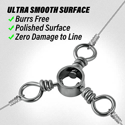 Dr.Fish 50 Pack 3 Way Swivel Fishing Tackle 30-220Lb Catfish Swivels Three Way Rigs Freshwater Saltwater Catfish Tackle - size: #4/0(176Lb)-20 Pack