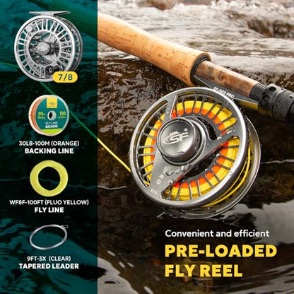 SF SF-003 Pro Fly Fishing Reel for Freshwater,CNC Precision Machining Process,Mid Arbor Design,Smooth Drag System,Lightweight Aluminum Body - size: 7/8wt, style: Gunmetal Gray Kt2