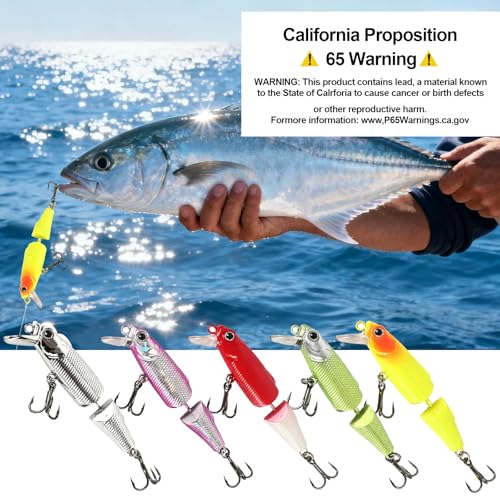 Jointed Minnow Crankbait Fishing Lure: 5pcs Jerkbait Sinking Hard Baits for Bass Trout Catfish Musky Bluegill Fishing Plug - color: 5pcs Thin