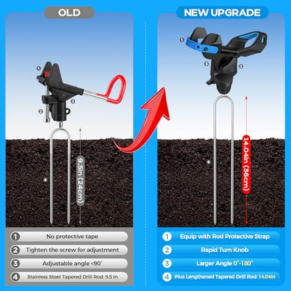 PLUSINNO 1/2/4 Pack Fishing Rod Holder for Ground, Upgraded Rod Holders for Bank Fishing, 360 Degree Adjustable Fishing Rod Holder Equipment, Fishing Gear, Fishing Gifts for Men. - style: Rod Holder-1 Pack
