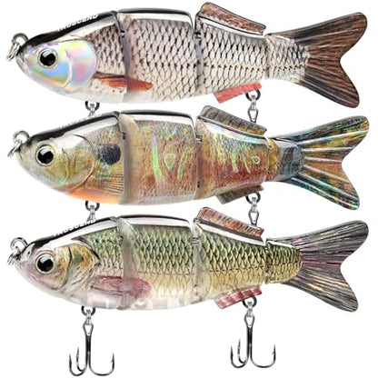 TRUSCEND Swimmax Easy Catch Fishing Lures with BKK Hooks, Wiggling, Vibrating, Rattling and Gurgling for More Bite, Heavy-Duty Dyneema Fiber Jointed Swimbaits for Bass, Trout, Walleye, Crappie, Pike - color: D1-3.5"-0.5oz