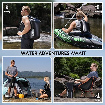 MARCHWAY Floating Waterproof Dry Bag Backpack 5L/10L/20L/30L/40L, Roll Top Sack Keeps Gear Dry for Kayaking, Rafting, Boating, Swimming, Camping, Hiking, Beach, Fishing - color: Black, size: 20L