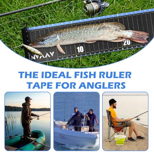 53in Fish Ruler, 1/4 Inch Increments Fish Measuring Tape, Waterproof Fishing Ruler with Bump Board, Portable Fishing Measurement Tool for Boat, Kayak, Coolers, Yacht and Workbench