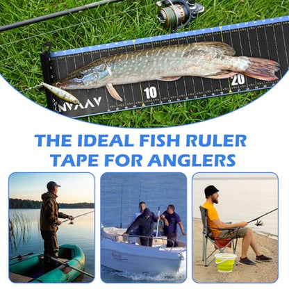 53in Fish Ruler, 1/4 Inch Increments Fish Measuring Tape, Waterproof Fishing Ruler with Bump Board, Portable Fishing Measurement Tool for Boat, Kayak, Coolers, Yacht and Workbench