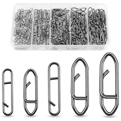 OROOTL Fishing Power Speed Clips Kit, 48/165pcs High Strength Stainless Steel Fishing Snap Lure Clip Quick Change Fishing Snaps Clips Set for Freshwater Saltwater Connector Tackle - style: Clip Kit - 165pcs
