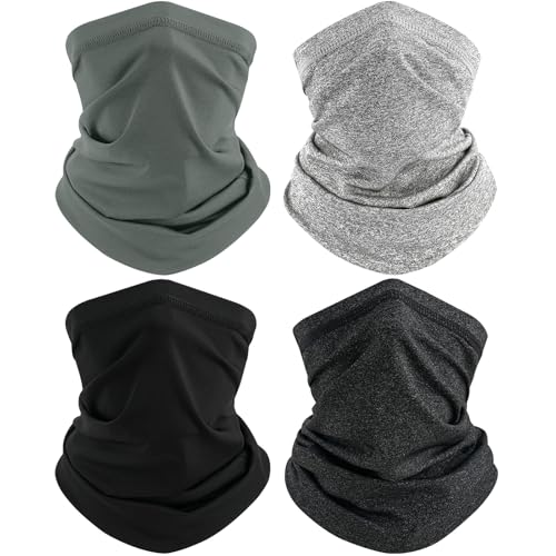 TICONN Neck Gaiter Face Cover Scarf, Neck Warmer Breathable Sun & Wind-proof for Skiing Fishing Hiking Cycling - color: 1 Black+1 Dark Gray+1 Heather Black+1 Heather Gray, style: Quick Dry
