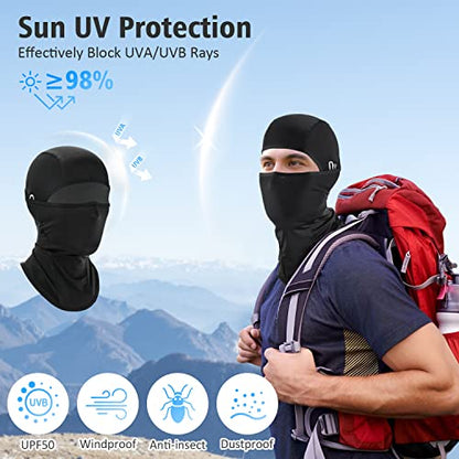 Cooling Balaclava Face Mask for Men Women,Summer Ice Silk Full Face Cover Sun UV Protection for Motocycle Cycling - color: 2black