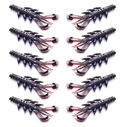 10Pcs Fishing Lures Set, Soft PVC Fishing Craw Baits Crawfishes Lures Lobster Shrimp Swimbaits for Freshwater Saltwater - size: Black and red