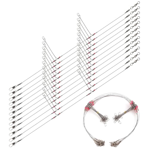 Fishing Leader Rigs Saltwater Freshwater Stainless Steel Wire Leader Fishing Rigs with Swivels Snaps Beads 1-3 Arms Saltwater Rig Wire Bottom rigs for Trolling Pier Surf Fishing Tackle - color: Silver-2 Arm-12pcs