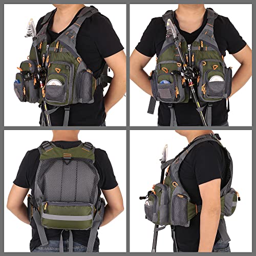 Lixada Fly Fishing Vest Fishing Jacket Breathable Polyester Mesh Design Fishing Vest - color: Black