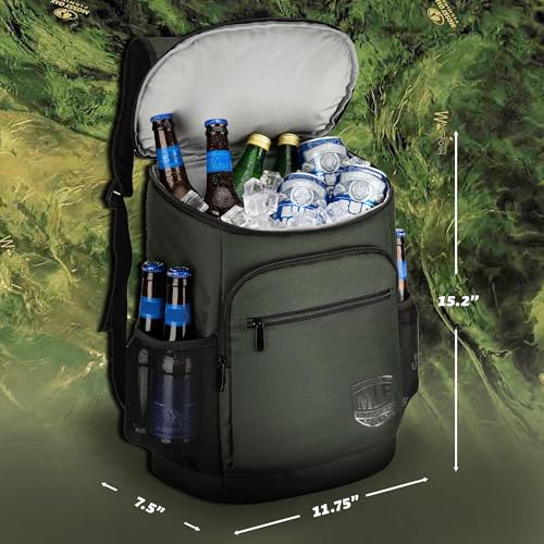 Mossy Oak MLF Fishing Cooler Backpack - Major League Insulated Leak Proof Beverage Coolers Bag - color: Olive
