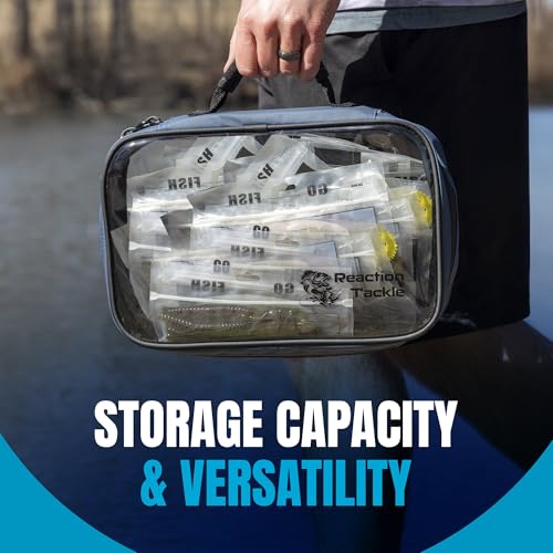 Reaction Tackle Deluxe Bait Binder, Water Resistant Soft Bait Storage System for Soft Plastics and Rigs with Zippered Sleeves, Clear Bag - size: Clear Bag