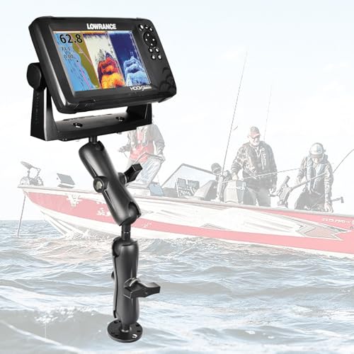 Aluminum Fish Finder Mount with 1.5'' Ball, 14.76'' Dual Rod Extended Arm for Longer Lengths, Marine Electronic Mount for Garmin, Lowrance, Raymarine,Compatible with RAM C-Size Kit