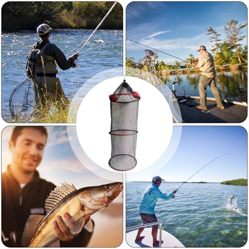 Fishing Net Bucket - Fish Drying Rack, Hanging Fish Dryer | Caught Mesh Net Basket for Outdoor Floating Water Fishes, Fishing Supplies, Foldable Fish Basket - size: 25x90cm
