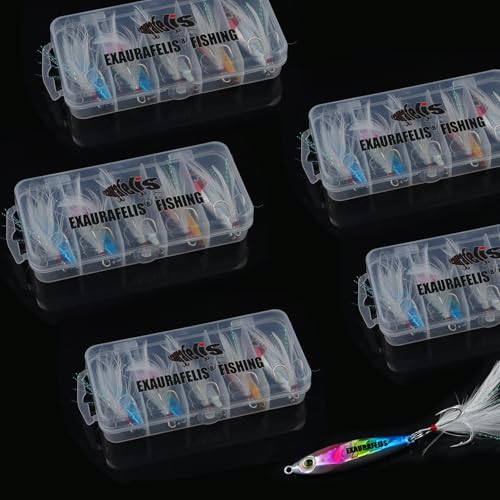 EXAURAFELIS Jigging Bait Fishing Lures Fishing Gear Jig Fishinglure Spoon Lures Sinking Metal Spoons swimbaits for Bass Trout Tuna Kingfish Snapper Cobia Tackle Box Freshwater Saltwater